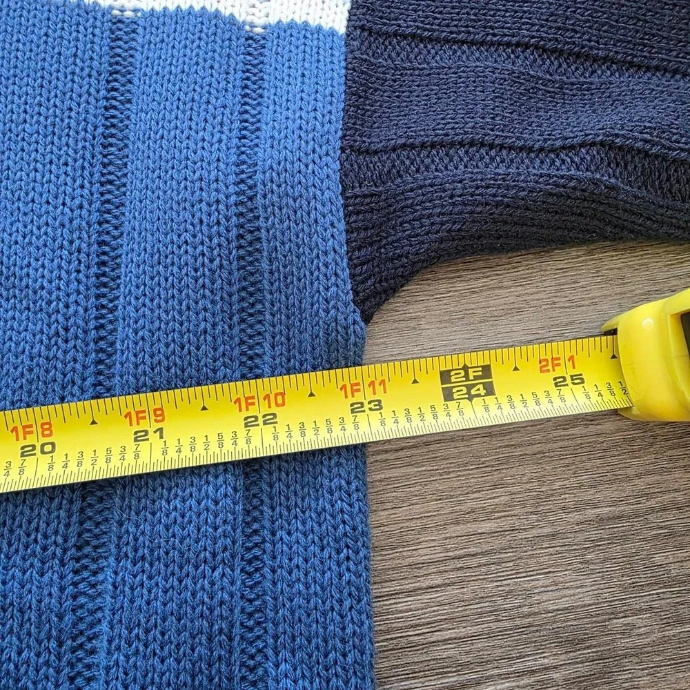 Vintage Puritan 90s Blue Ribbed Colorblock Crewneck Sweater Mens 2XL